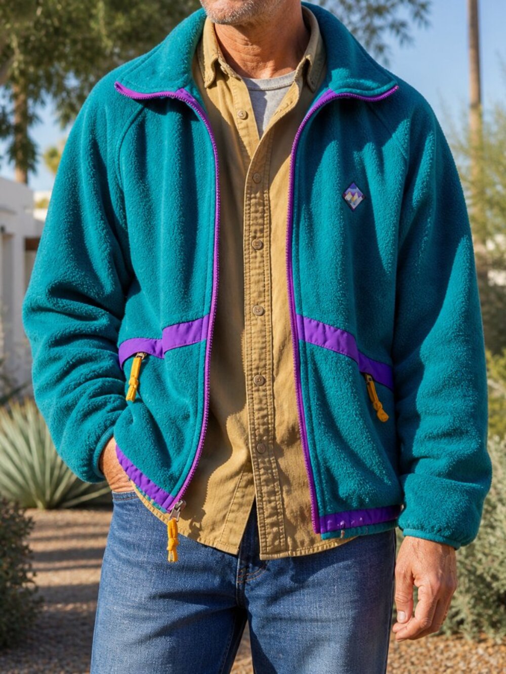 VINTAGE 90s WOOLRICH Nylon Fleece Jacket Mens M SIGMET GEAR Neon Windbreaker Y2K